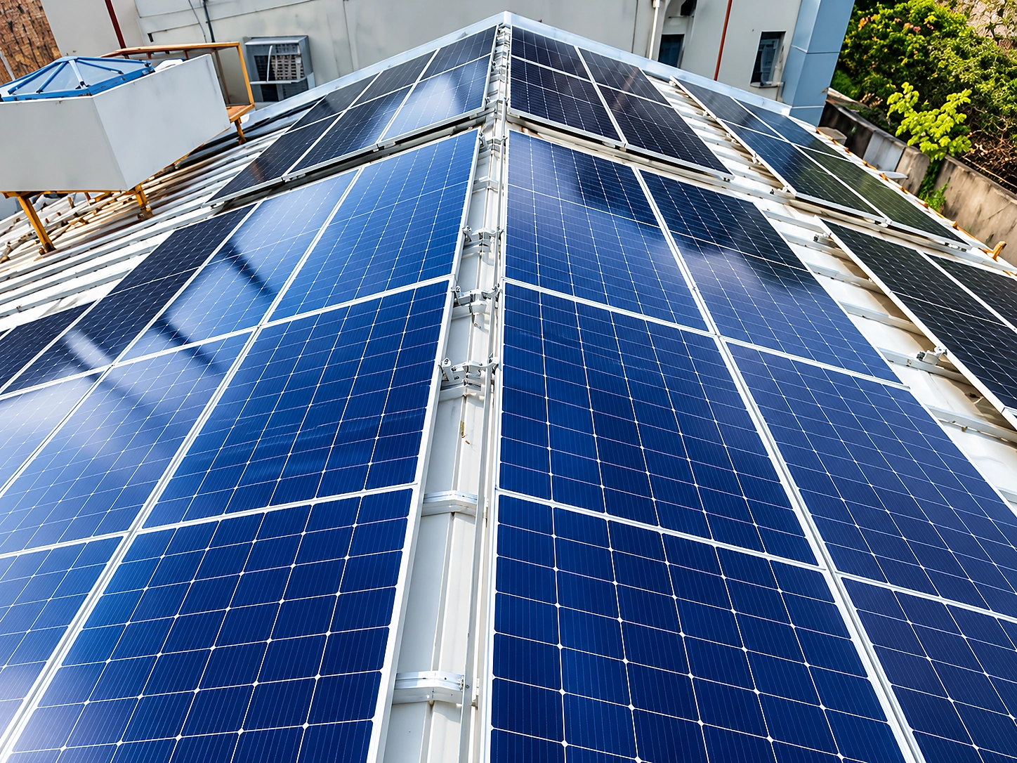 Painéis solares instalados em cobertura